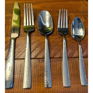 Wallace Continental‎ Hammered Handle 5 Pc Place Setting 18/10 Stainless Steel